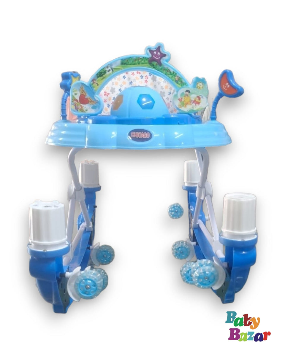 2 in 1 Imported Walker + Rocker With Music And Rattles In Blue Color