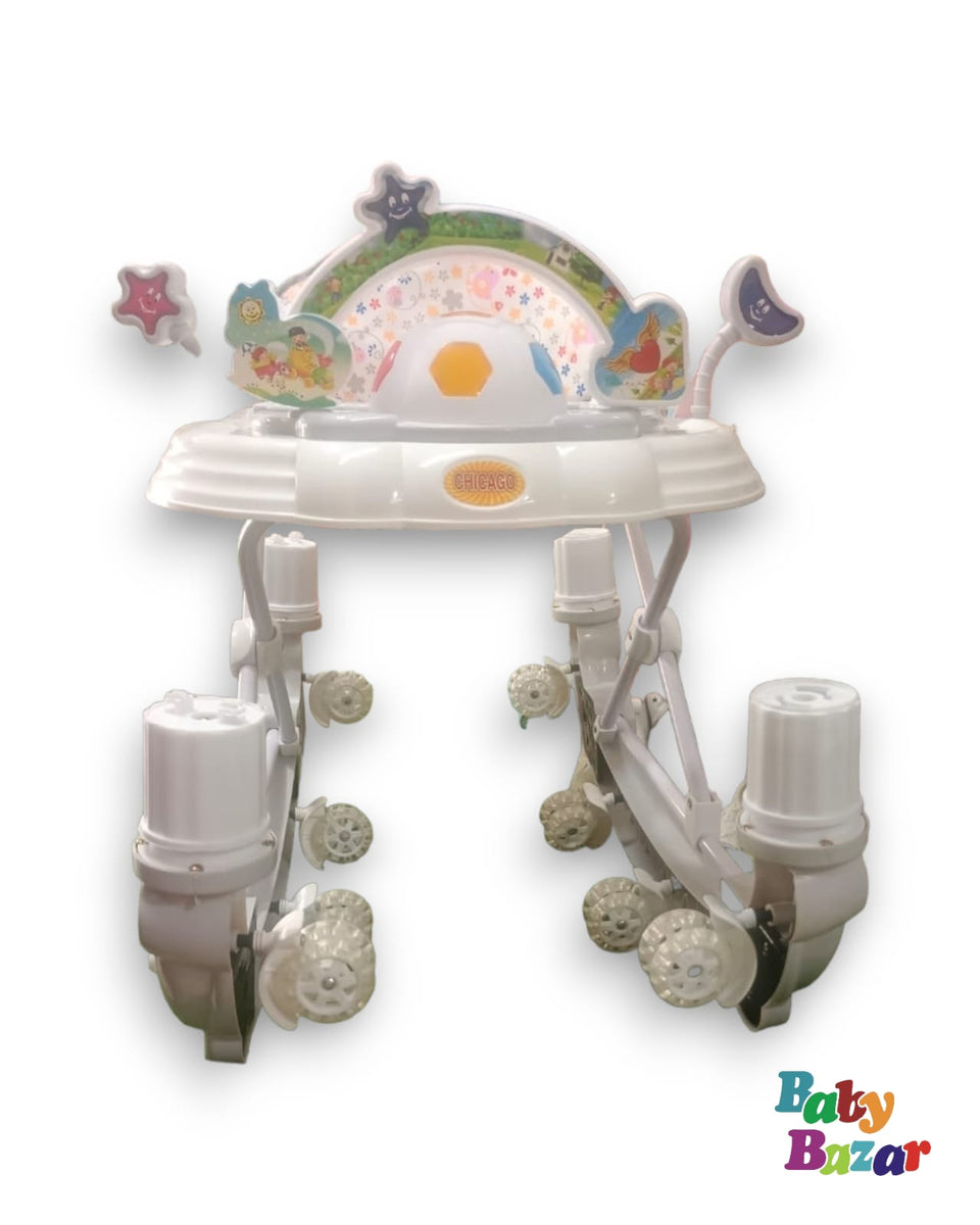 2 in 1 Imported Walker + Rocker With Music And Rattles In White Color