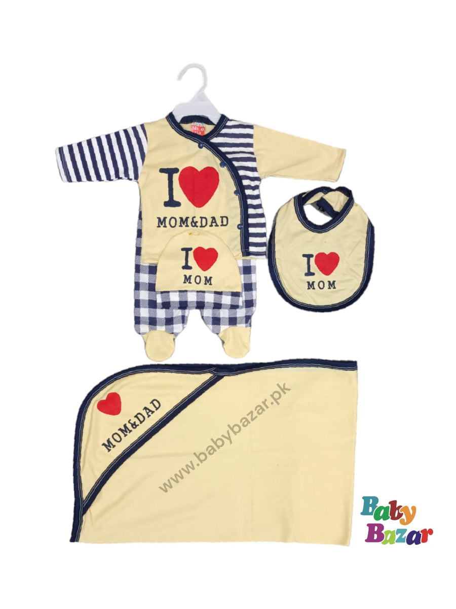 Newborn Baby Boy 5Pc Starter Set In Orange Colour main image 0