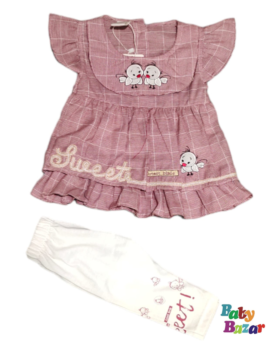 Baby Girl Summer Dress In Sparrow Print Brown Color Baby Bazar