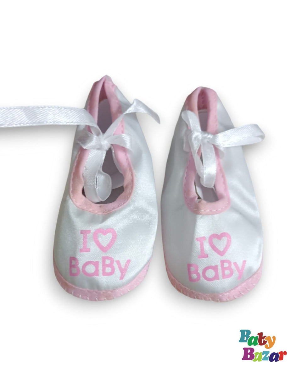 Baby Girl Summer Shoes In I Love Baby Print – Baby Bazar
