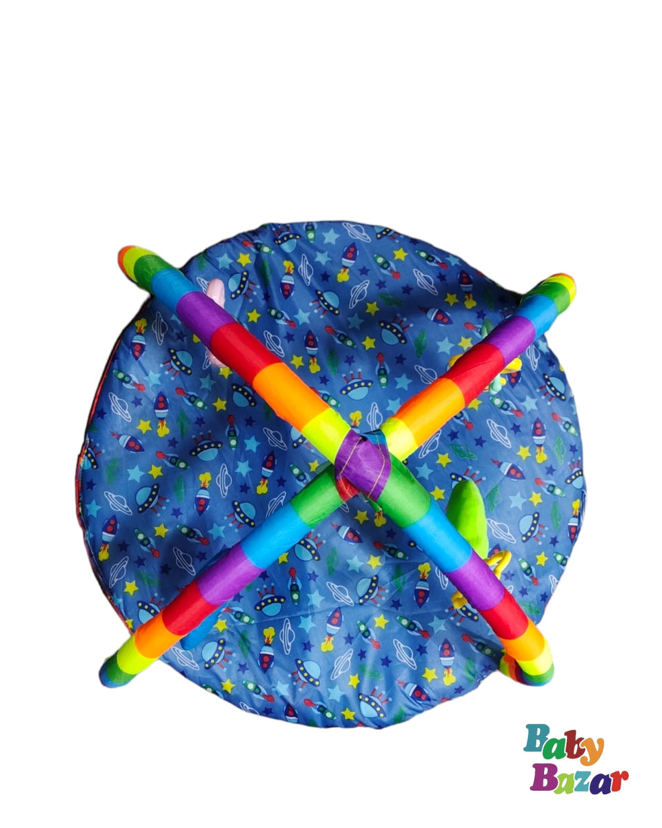 Baby Play Gym Mat In Blue Color With Rattles Bar Boys Girls Best Play