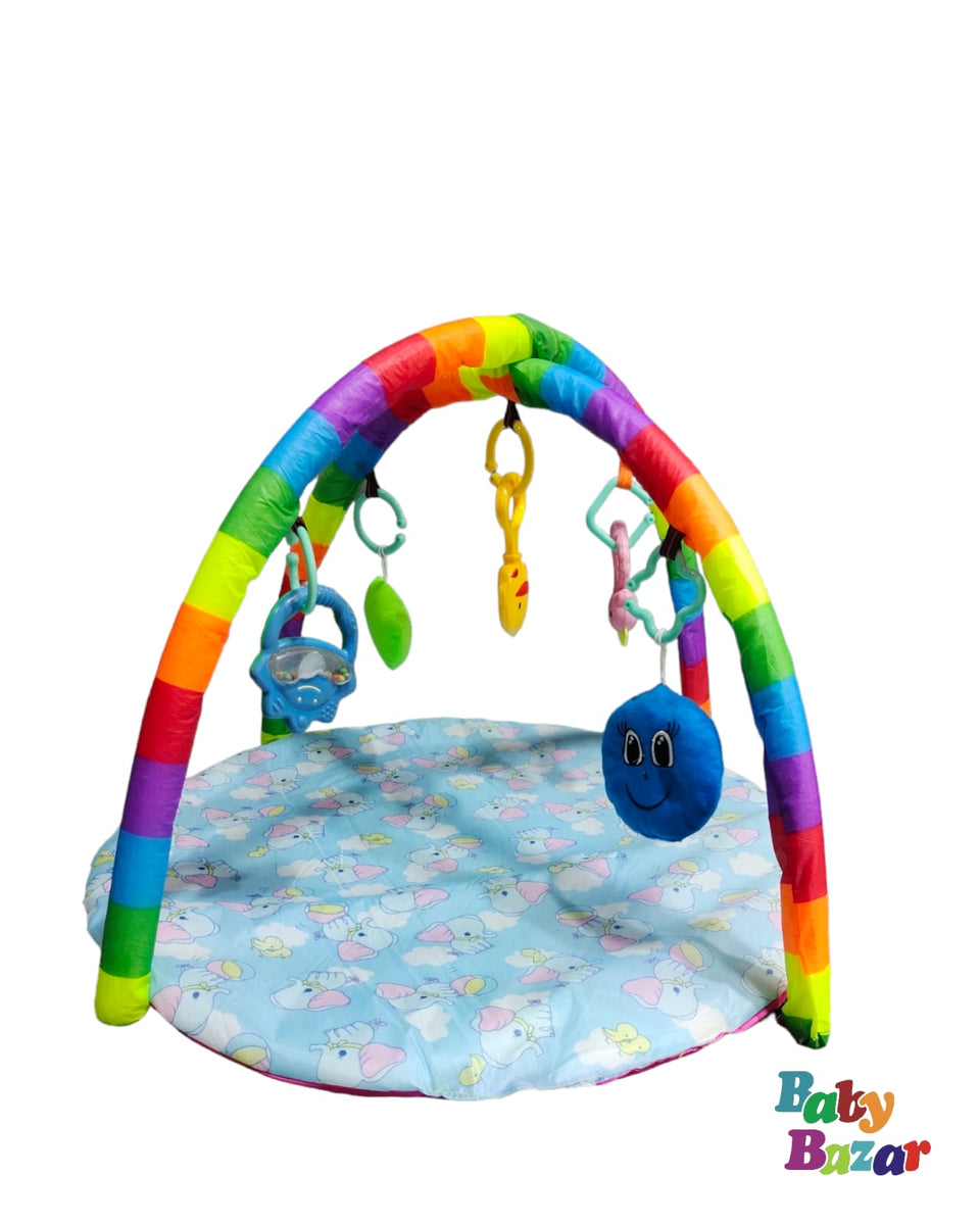 Baby Play Gym Mat In Elephant Print With Rattles Bar Boys Girls Best P