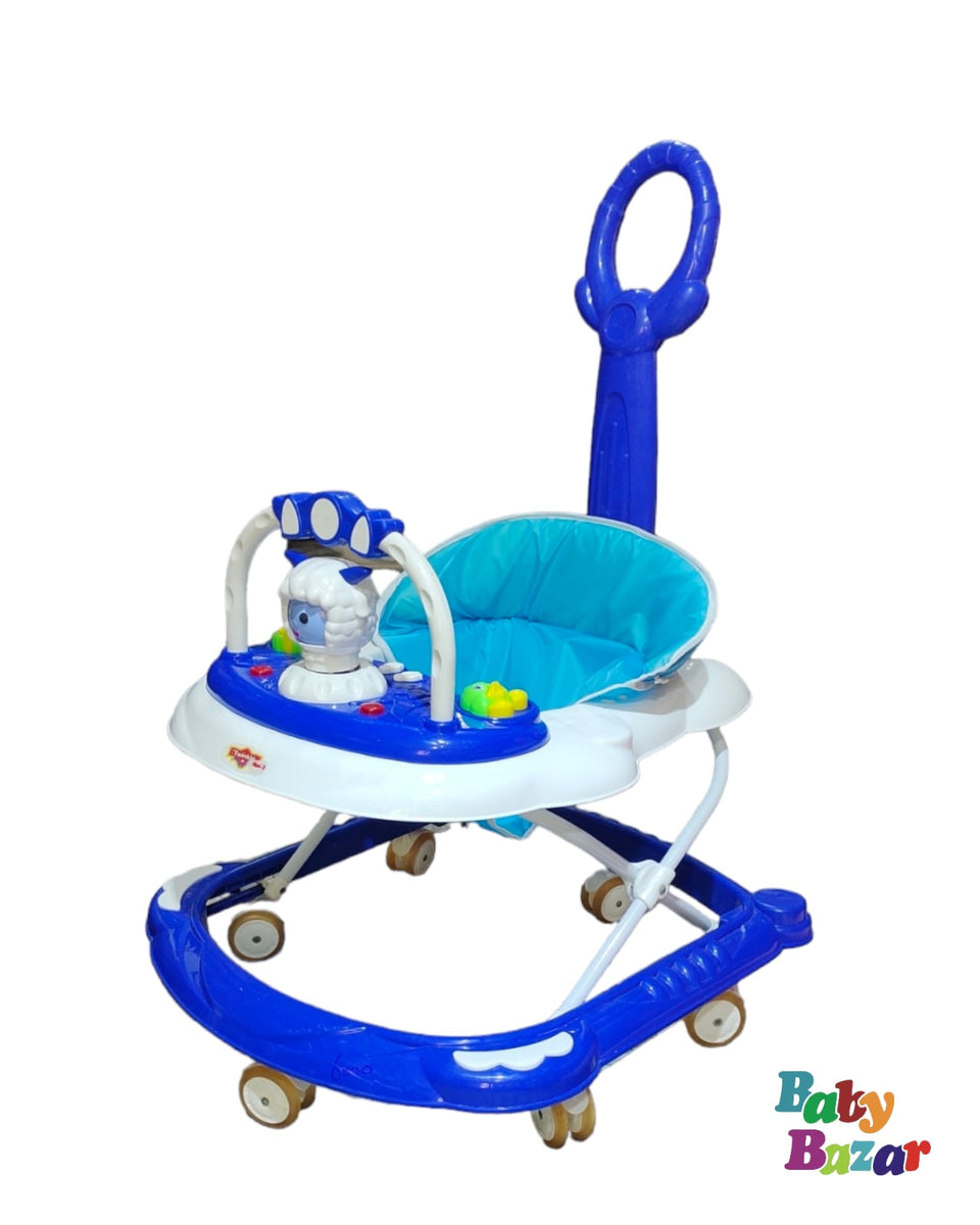 Baby Walker In Blue Color With Music, Rattle And Push Handle Baby Bazar