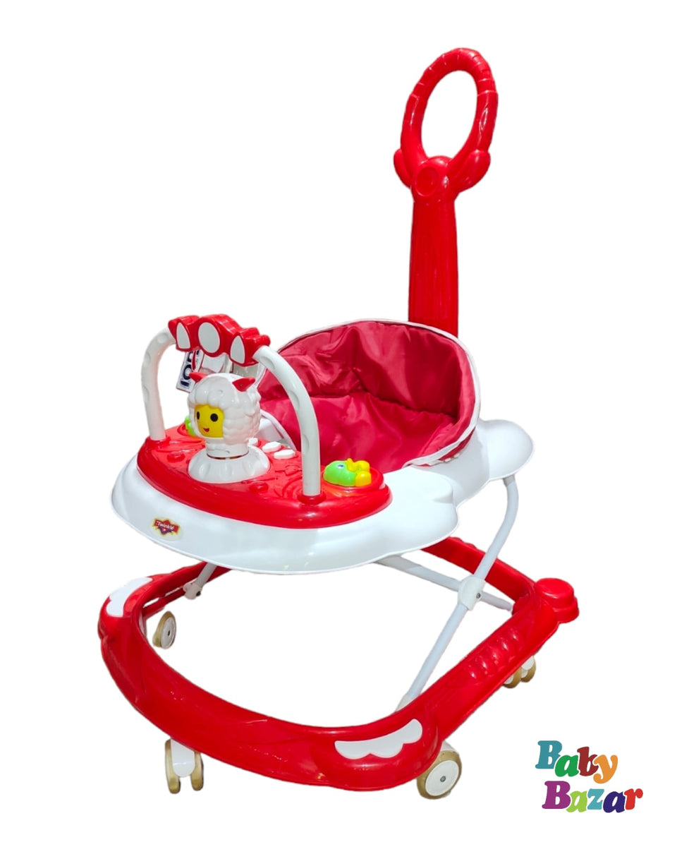 Baby Walker In Red Color With Music, Rattle And Push Handle Baby Bazar