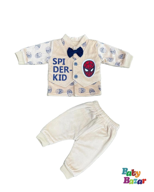 Dress For New Born Baby Boy In Spider Kid Print