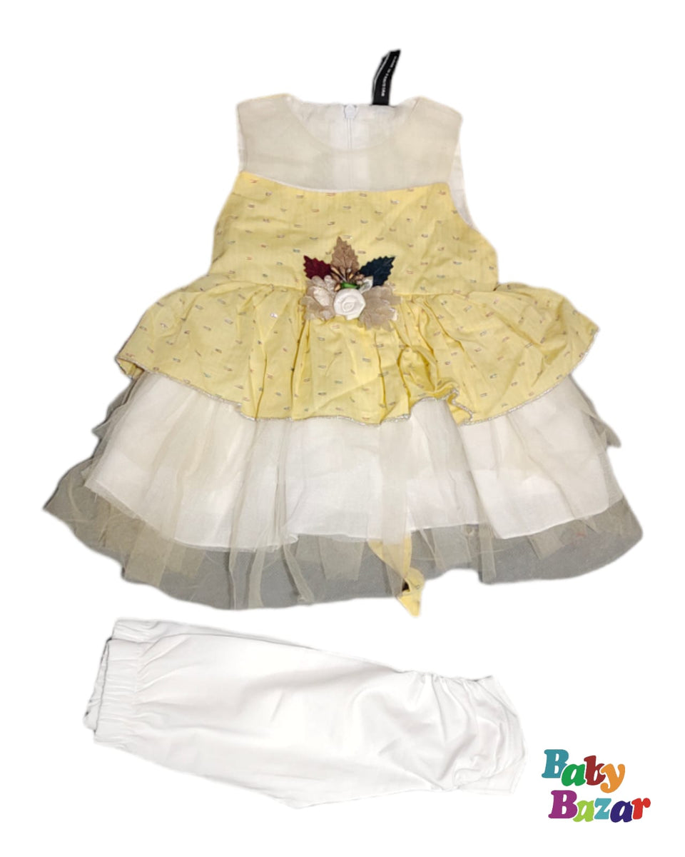 Girl Yellow Multicolor Petals Baby Frock main image 1