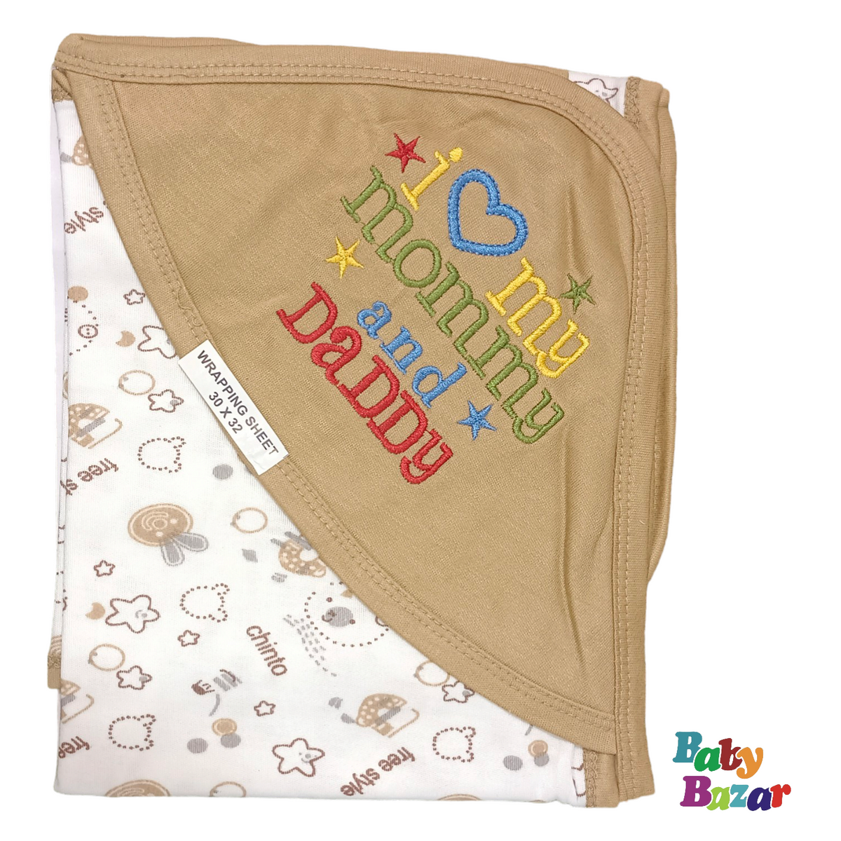 Baby Printed Hooded Wrapping Shawl For New Born Babies In Blended Stuff main image 1