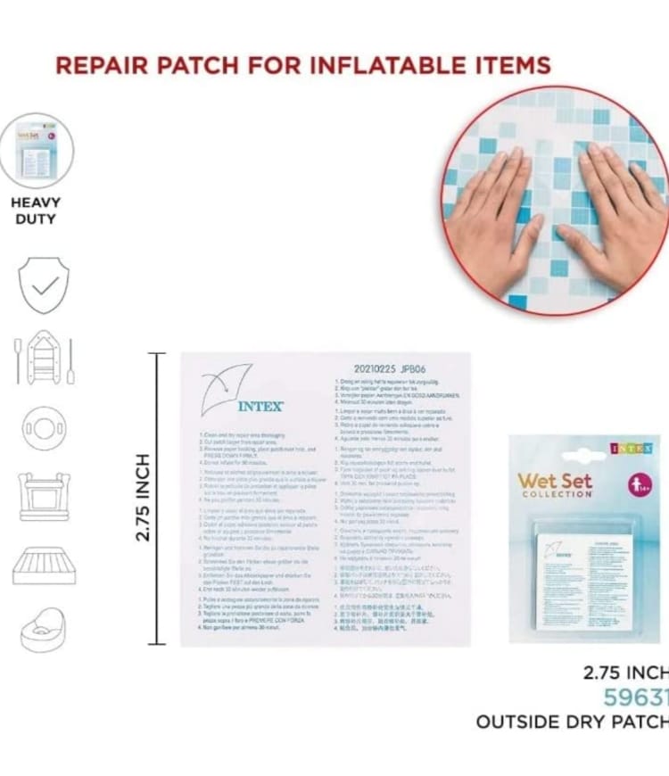 Intex Repair Patches For Inflatable Products (59632EP) - Clear, Quick Fix For Air Beds, Pools, Floats & Toys