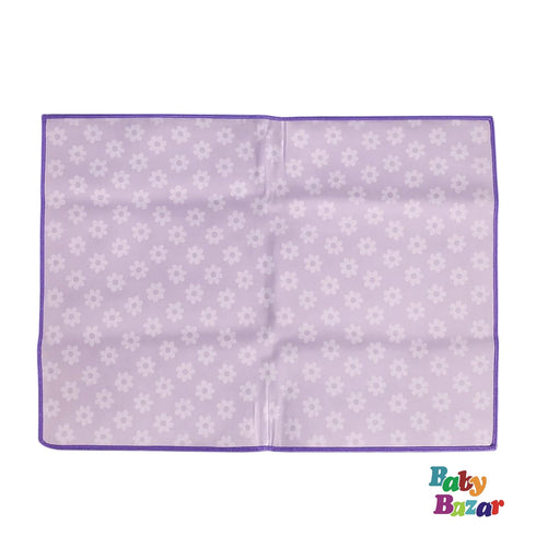 LilacBloom Waterproof Baby Changing Mat – Purple Daisy Print 28 × 23 inch | Foldable Travel Diaper Pad | Reusable Wipe-Clean Nursery Sheet