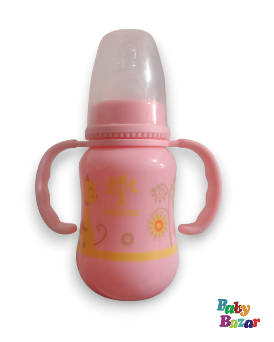 Transparent Feeder Of Minitree Brand For Babies In Plastic Material With Yellow Lid