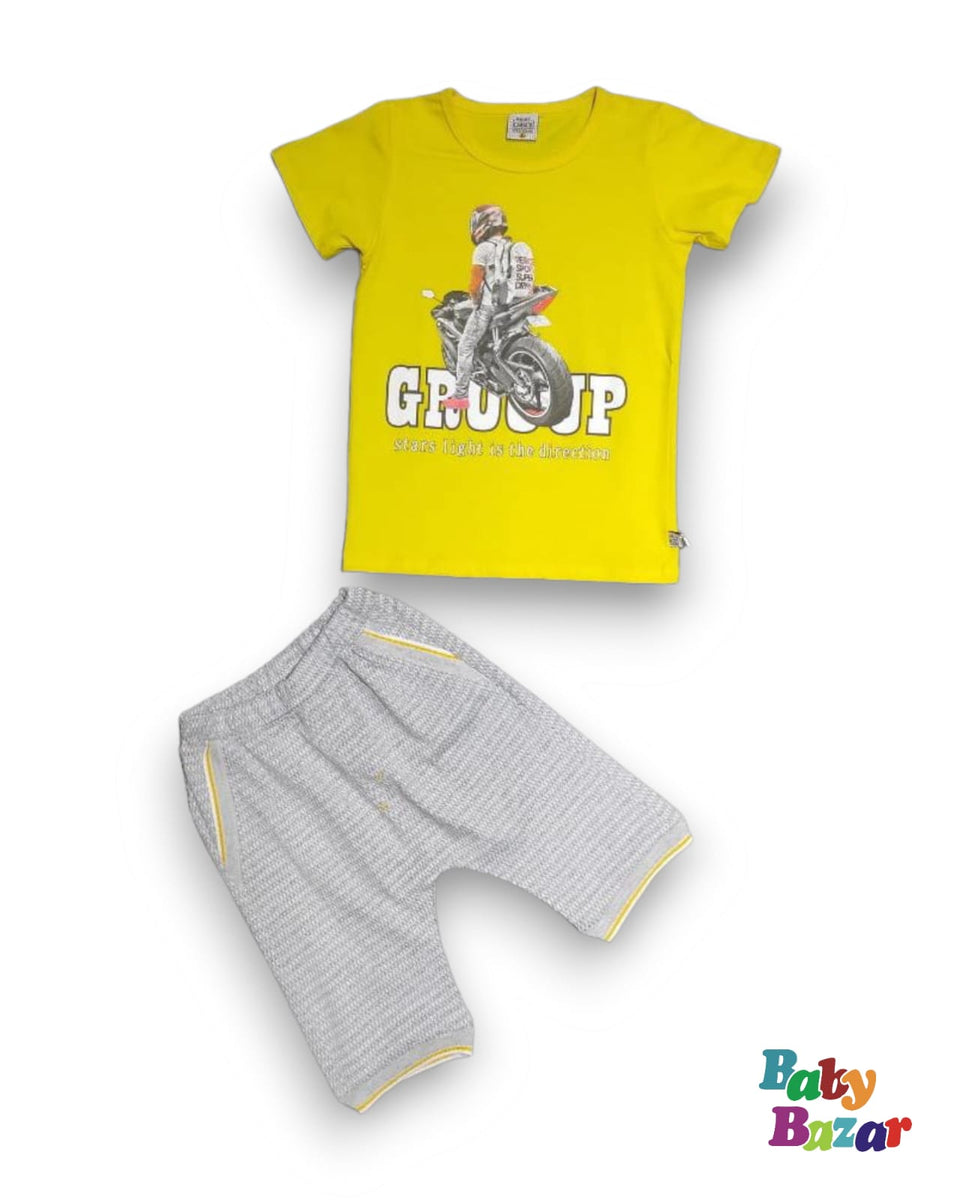 Summer Dress For Baby Boy In Ferrari Design Dark Blue Color