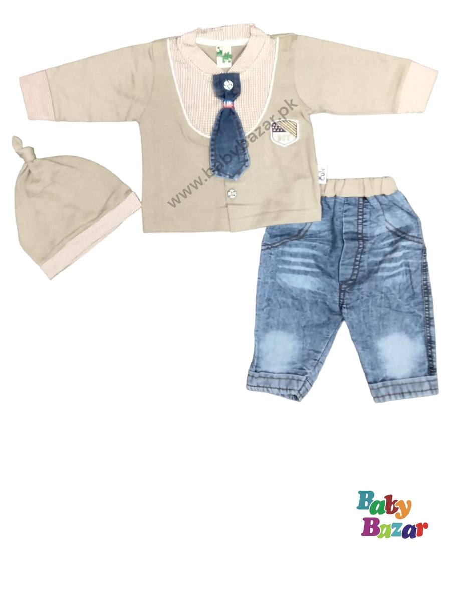 Blended Summer Wear Dress For New Born Baba IN Grey Color main image 1