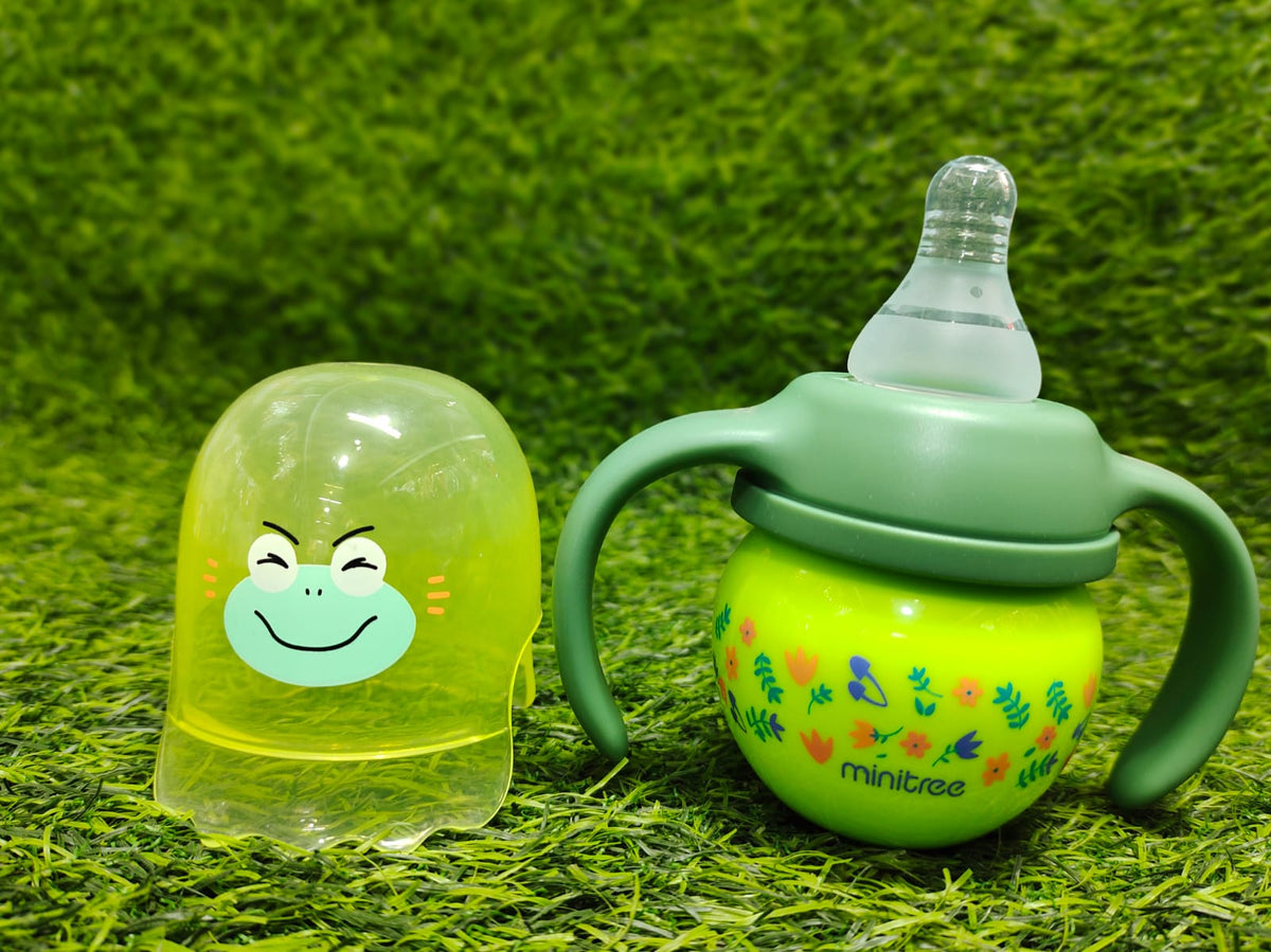 New Baby Feeder Of Minitree Brand In Transparent Color And Lid In Light Green Color Size 5 Oz main image 0