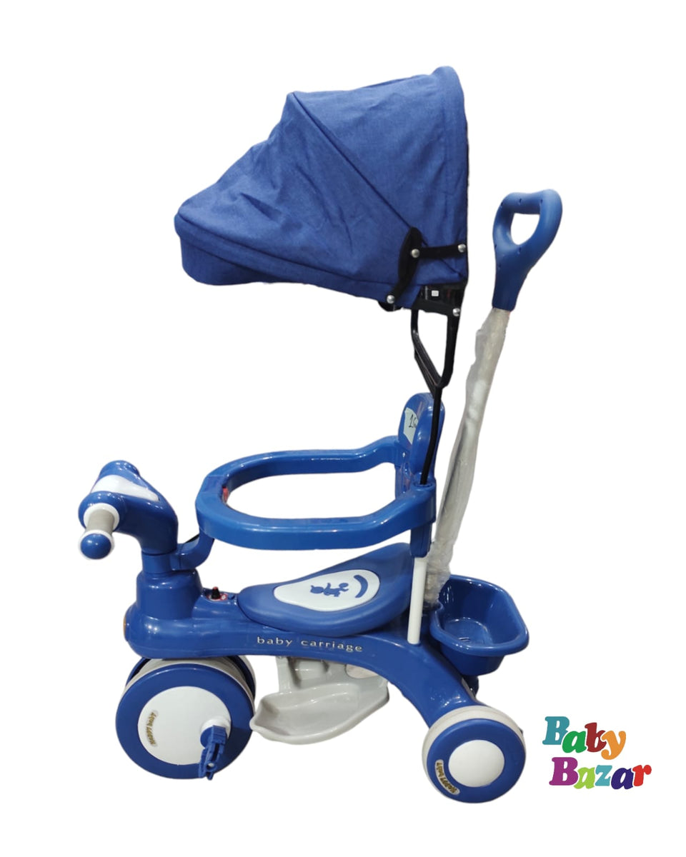 Ride On Baby Tricycle +Stroller With Umbrella(M) Blue – Baby Bazar