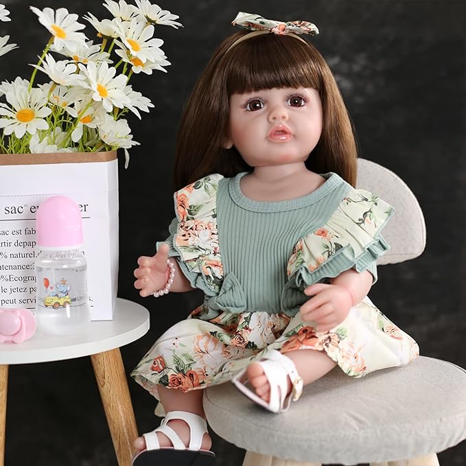 55 CM Full Silicone Reborn Toddler Baby Doll 22inch Waterproof Lifelike Newborn Baby Doll Toys