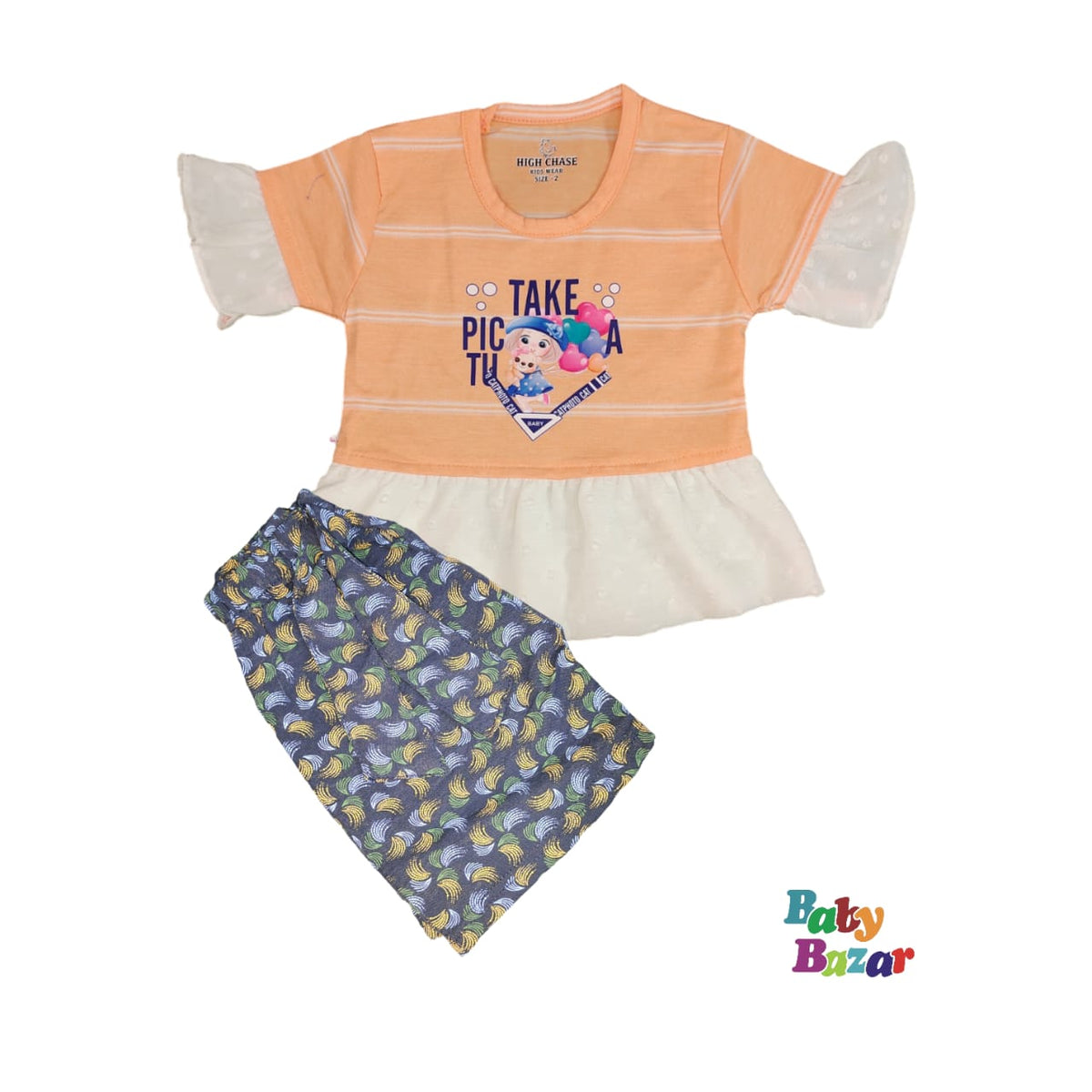 New Born 3pcs Dress in Blended Stuff Bear Printed main image 1