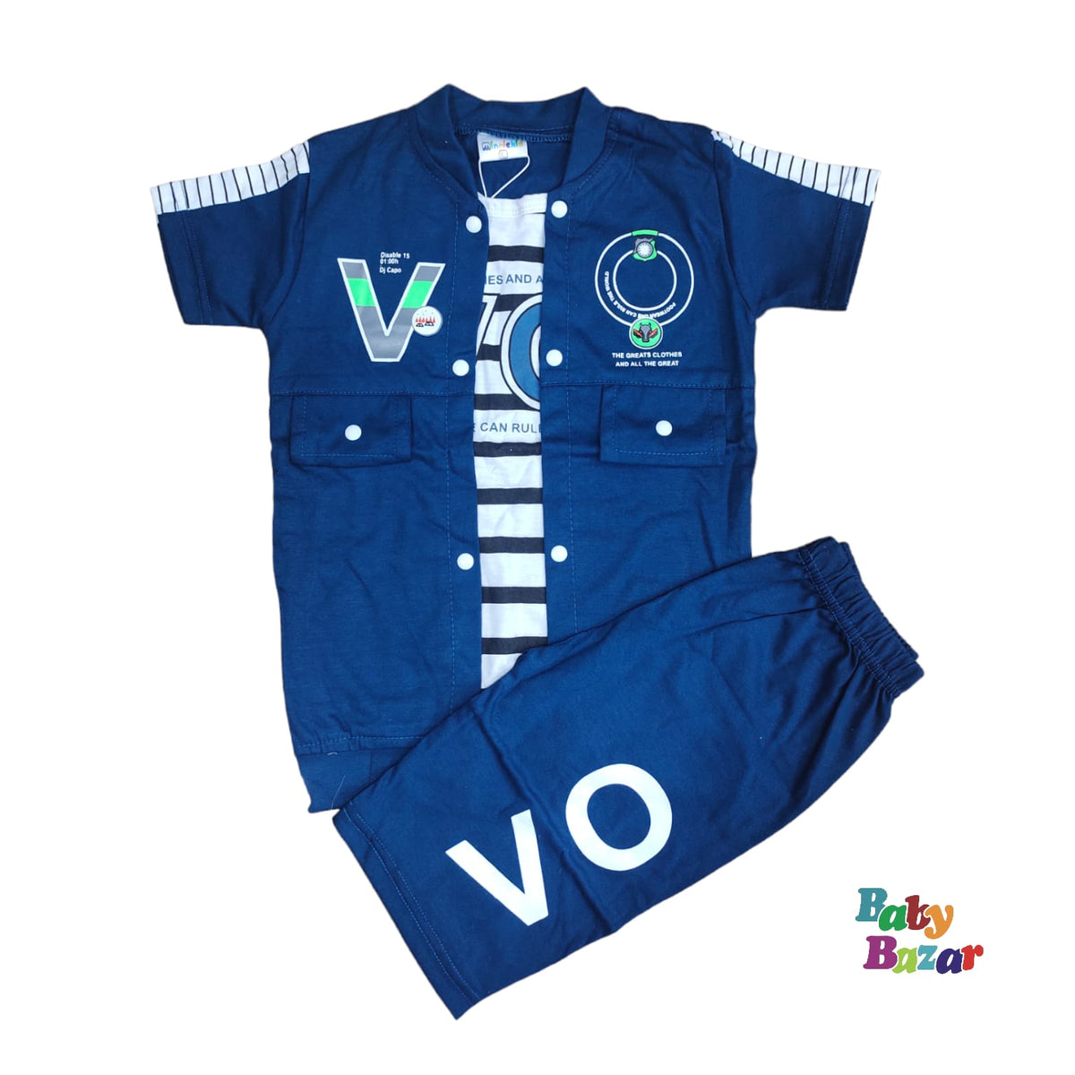 Summer Blended Dress For Baby Boy In Charlie Print Blue Color