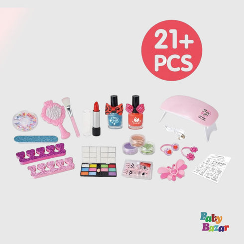 21PCS Girls pretend princess wooden dressing table toy DIY makeup set for Baby Girls