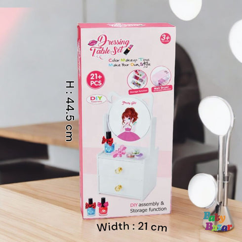 21PCS Girls pretend princess wooden dressing table toy DIY makeup set for Baby Girls