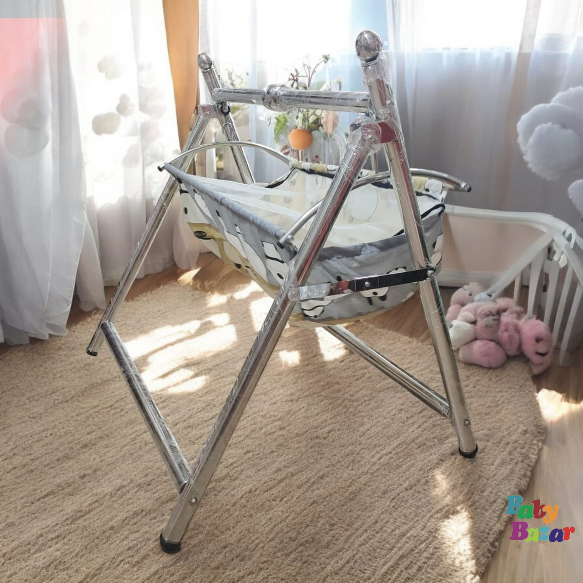 Easy Foldable Baby Cradle Swing Of Pure Steel – Baby Bazar