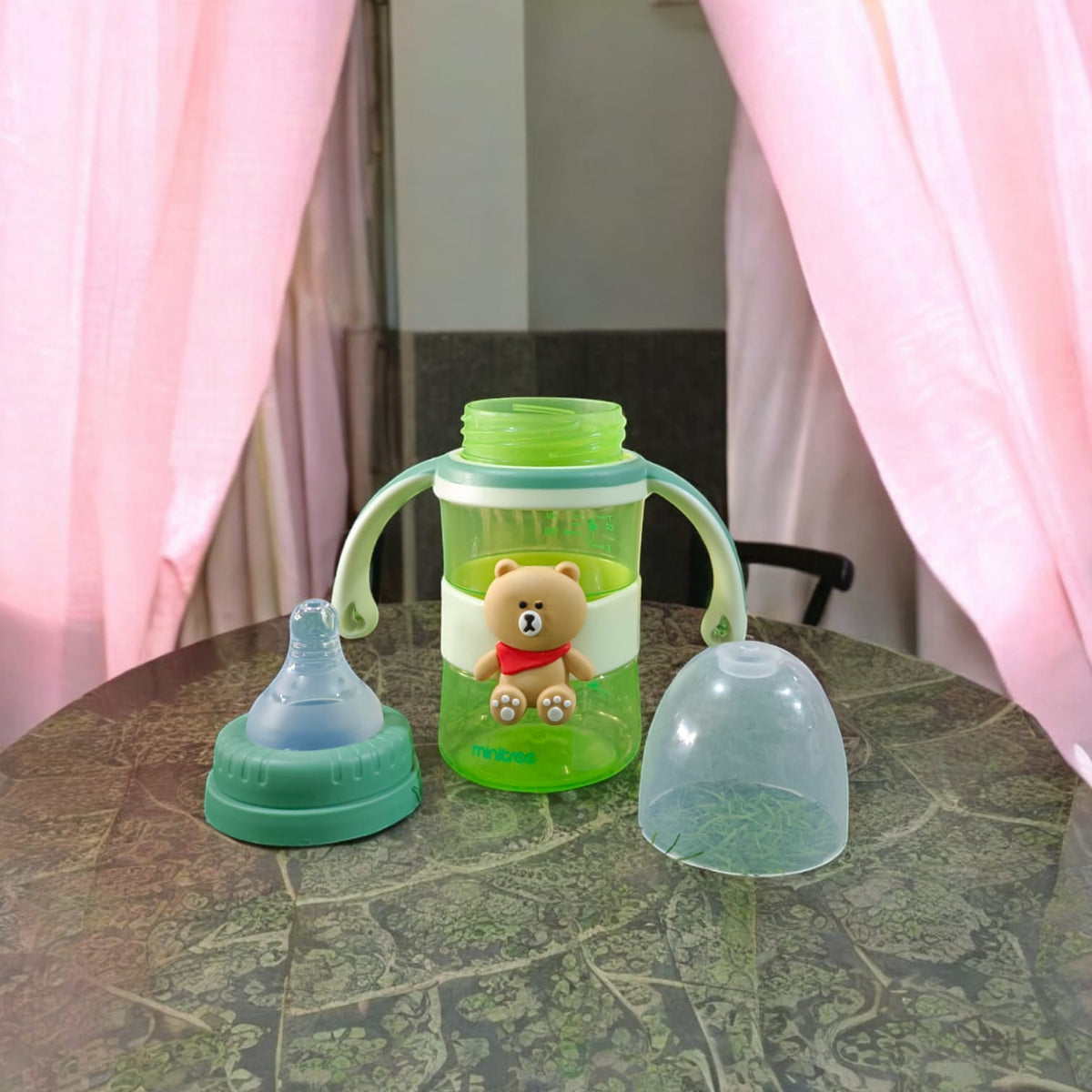 Transparent Feeder Of Minitree Brand For Baby With Yellow Lid