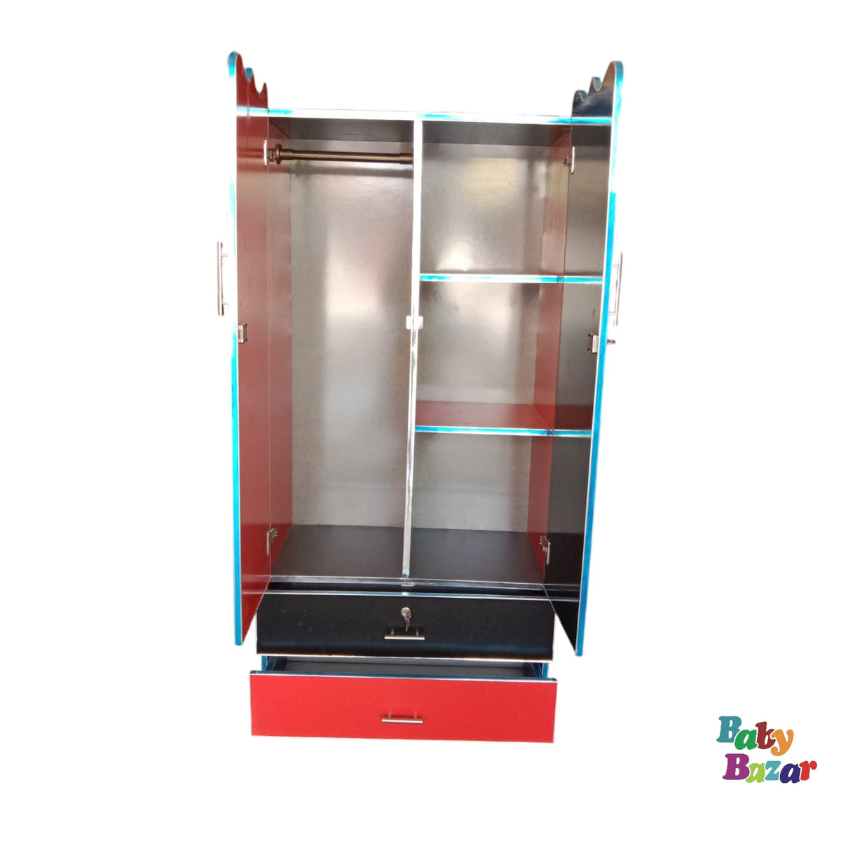 Baby Almari With 5 Roomy Shelves Camp Style In A+ Plastic Material Removable And Washable Cover In Blue Color