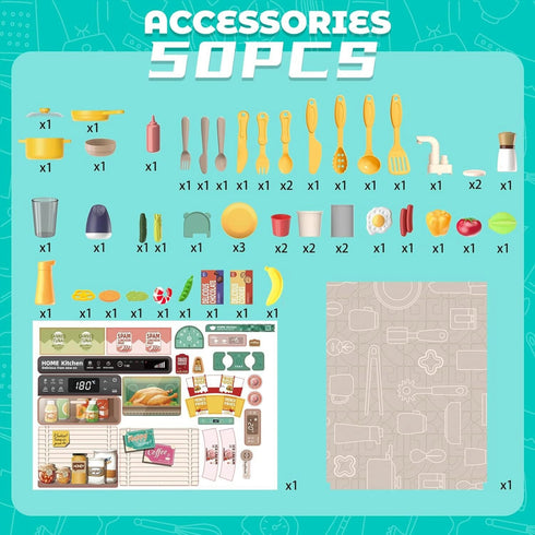 Kitchen Toys for Kids Kitchen Playset Toy 889-319 K42-B -Green