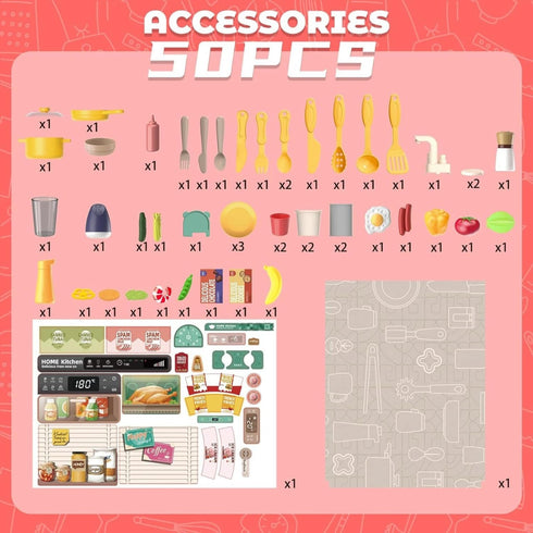 Kitchen Toys for Kids Kitchen Playset Toy 889-319 K42-B -Pink