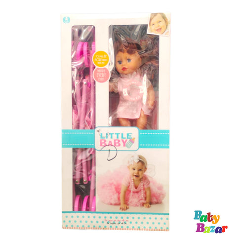 Large 45cm Baby Doll with 70cm Foldable Stroller Little Baby Pretend Play Set