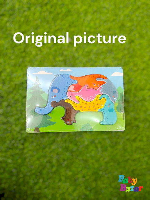 Wooden Elephant Layer Puzzle Educational Toy for Kids 22.86 x 15.24 cm