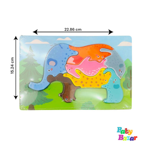 Wooden Elephant Layer Puzzle Educational Toy for Kids 22.86 x 15.24 cm