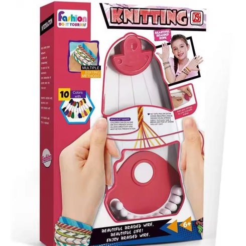 DIY Knitting Bracelet Maker Kit for Kids – 10 Color Threads
