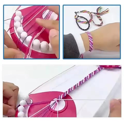 DIY Knitting Bracelet Maker Kit for Kids – 10 Color Threads