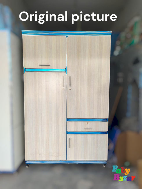 "6x4 ft Wooden Baby Cupboard with Wheels – Durable & Spacious Nursery Storage"