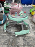Mint Green Baby Walker with Monkey Toy & Activity Tray