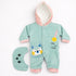 Baby Hooded Romper with Cap – Cute Bear Print Soft Winter Wear