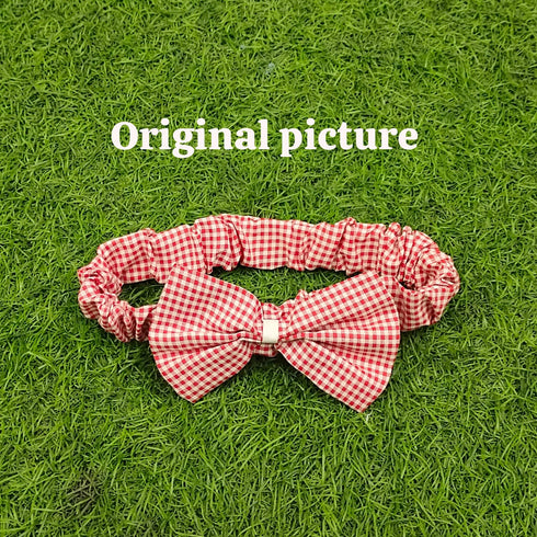 Baby Gingham Bow Headband – Red & White Checkered Elastic Hairband