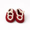 Handmade Crochet Baby Girl Shoes – Red & Cream Soft Sole Booties