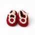 Handmade Crochet Baby Girl Shoes – Red & Cream Soft Sole Booties