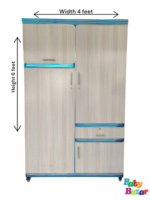 "6x4 ft Wooden Baby Cupboard with Wheels – Durable & Spacious Nursery Storage"