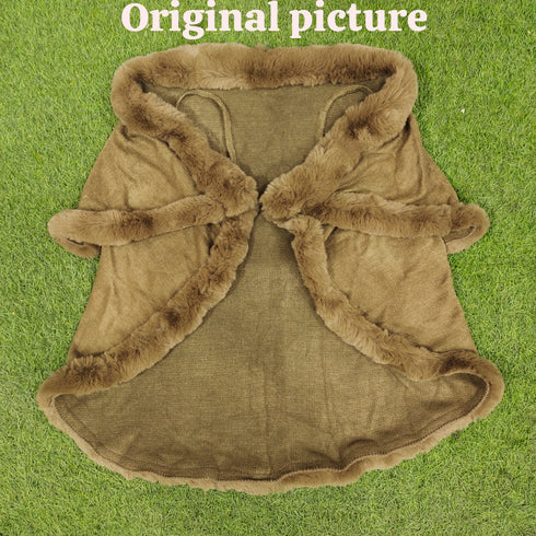 Girls Brown Faux Fur Winter Cape Shawl