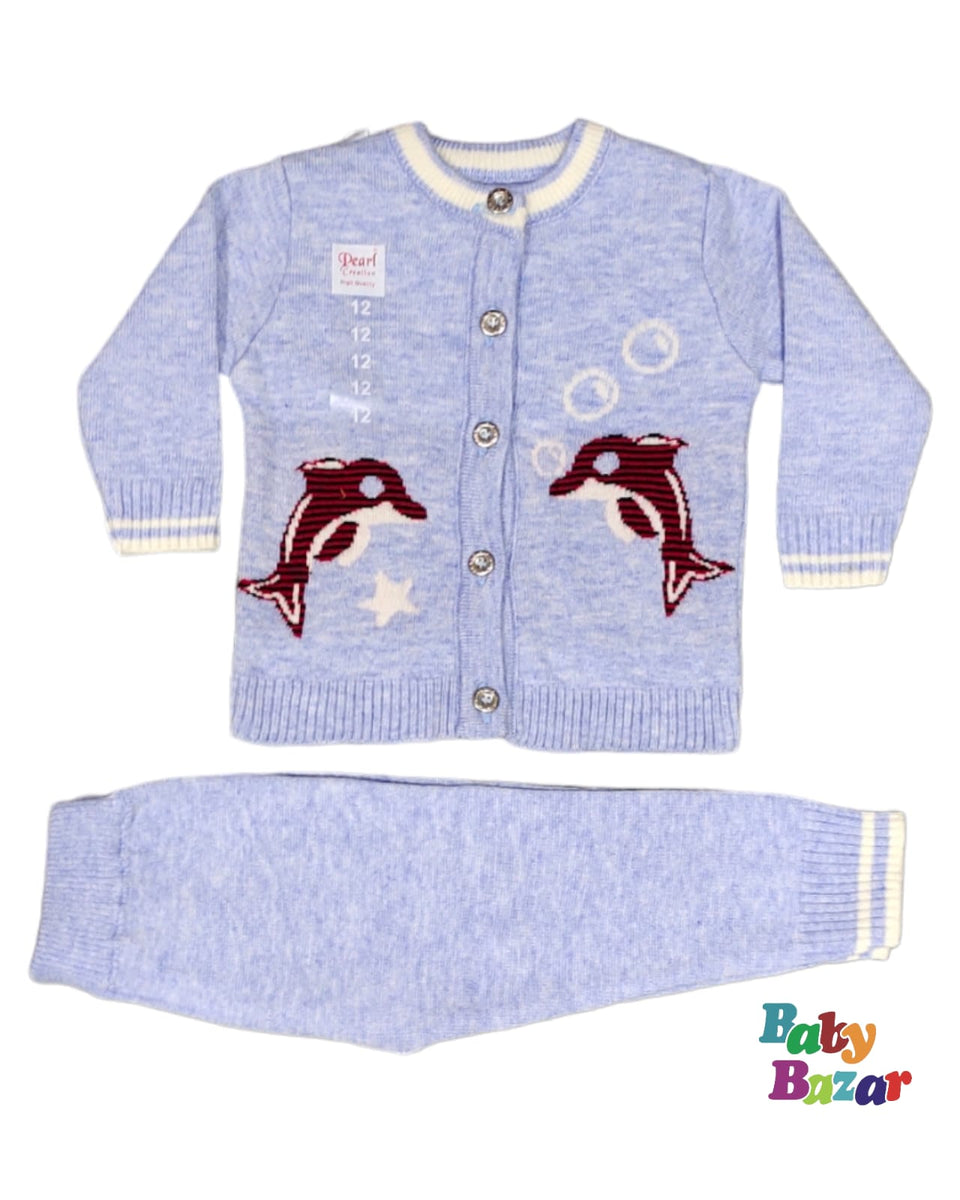 Mid-Season Dress For Baby Boy In Terry Stuff Mind Printed Design Blue Color main image 0