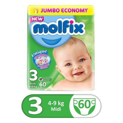 Molfix Diaper Pack Size 3 Midi 60Pcs 4-9Kg