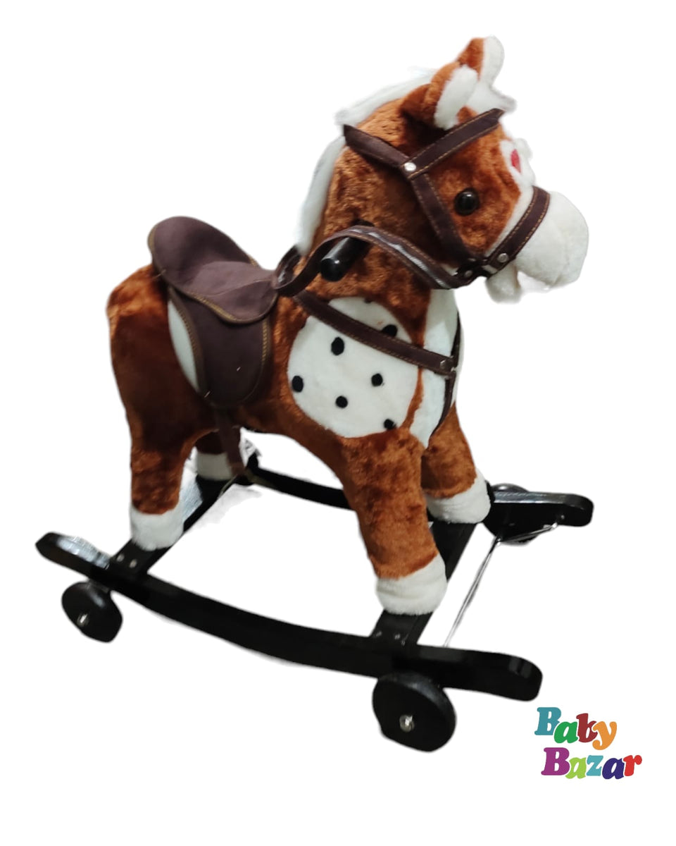 Small size rocking wooden horse ride on toys colorful moving mouth