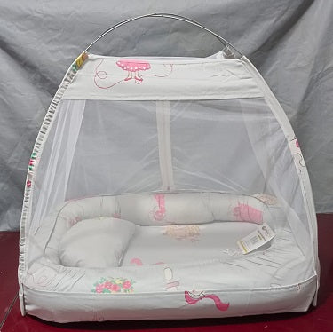 Round Bed With Baby Bister Rattles Bar And Pillows