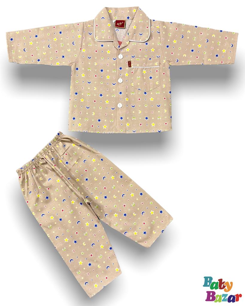 Baby Boy Night Suit In Brown Color In Beautiful Design babybazar.pk