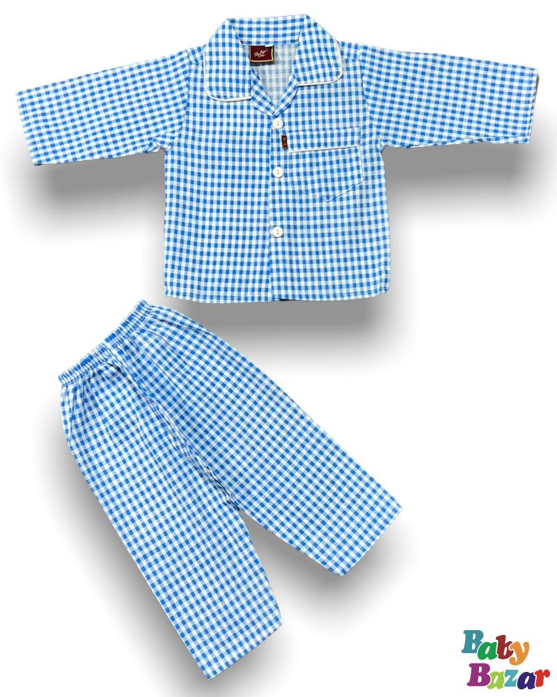 Baby Boy Night Suit In Sky Blue Color Cotton Stuff Baby Bazar