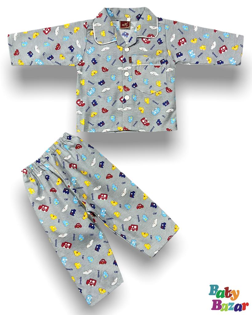 Baby Boy Night Suit In Speed Car Design Grey Color babybazar.pk