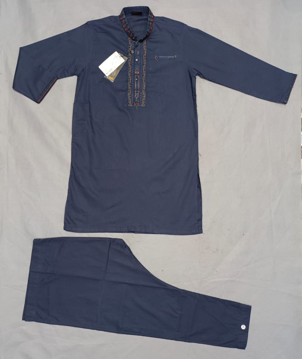 New Baby Boy Shalwar Kameez For Winter Khadar Stuff With Neck Embroidery JKL639 main image 0